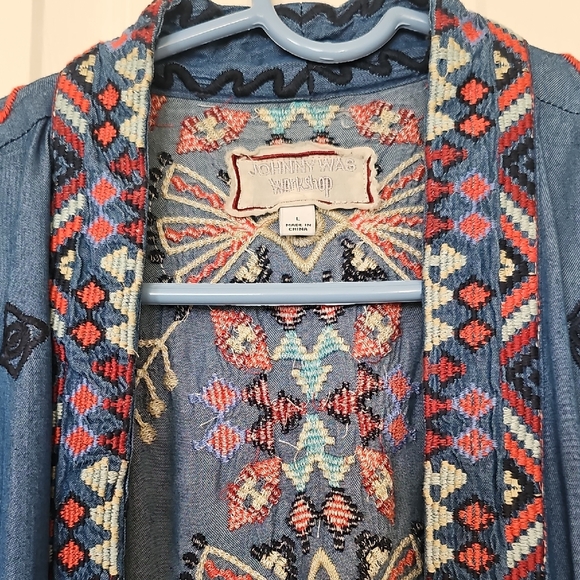 Johnny Was Piper Shirt Tail Kimono Boho Embroidered  Large Preowned - Picture 13 of 14